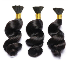 【Hair Bulk】14-30inch 100% Human Hair, #1B black Hair Bulk Extension in Different Textures