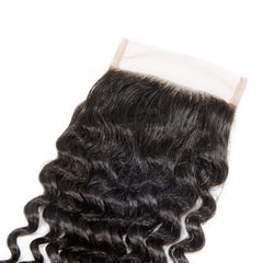 【4X4 Lace Closure】10-20 inch 100% Virgin Hair, Pre-plucked with Baby Hair, Free Part, Deep Wave